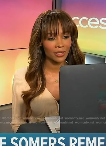 Zuri’s beige two-tone dress on Access Hollywood