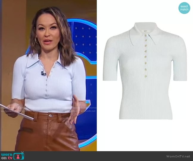 A.L.C. Atlas Ribbed Top in Chelsea Blue worn by Eva Pilgrim on Good Morning America