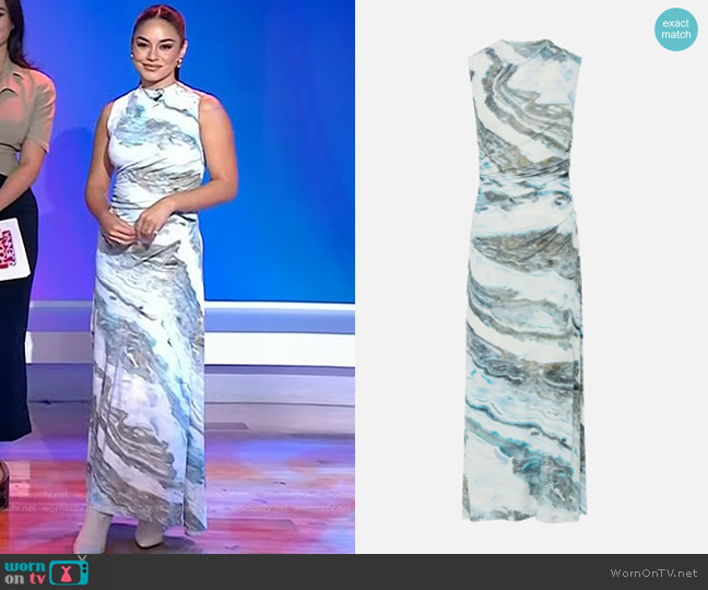 Anna Quan Juniper Marble High-Neck Ruched Maxi Dress worn by Vanessa Hudgens on Today
