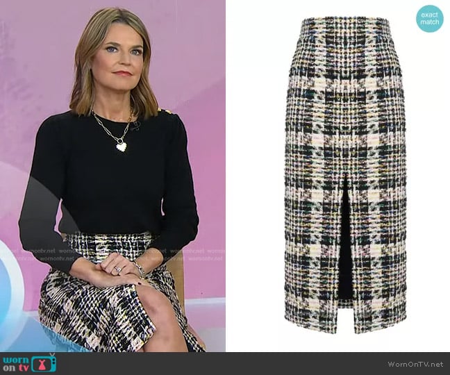 Alexander McQueen Tweed Pencil Skirt worn by Savannah Guthrie on Today