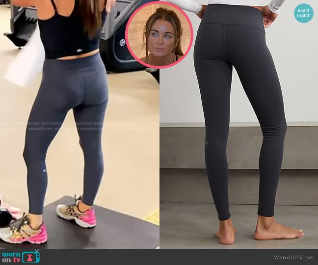 AloYoga Airbrush Stretch Leggings in Gray worn by Kyle Richards on The Real Housewives of Beverly Hills