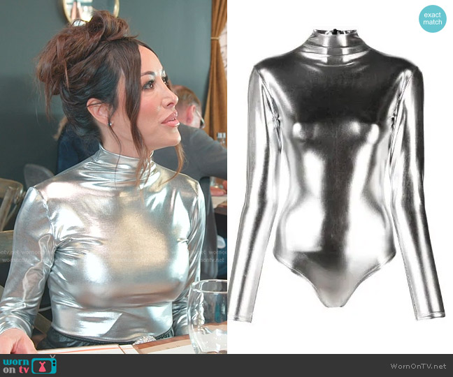 Atu Body Couture Mock-Neck Long-Sleeved Bodysuit worn by Angie Katsanevas on The Real Housewives of Salt Lake City