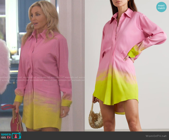 Brandon Maxwell Two-Tone Crepe Mini Shirt Dress worn by Camille Grammer on The Real Housewives of Beverly Hills