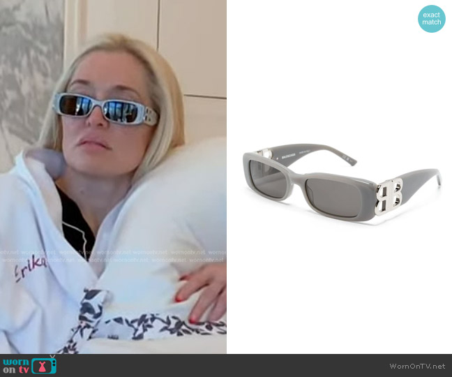 Balenciaga Logo-Plaque Rectangle Sunglasses worn by Erika Jayne on The Real Housewives of Beverly Hills