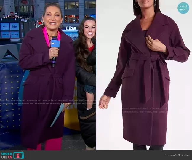 Express Belted Wrap Coat worn by Ginger Zee on Good Morning America