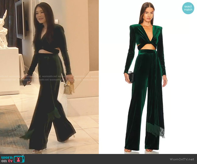 Bronx and Banco Cleopatra Velvet Wrap Top worn by Crystal Kung Minkoff on The Real Housewives of Beverly Hills