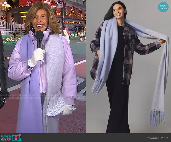 Anthropologie Recycled Two-Tone Scarf in Lavender worn by Hoda Kotb on Today