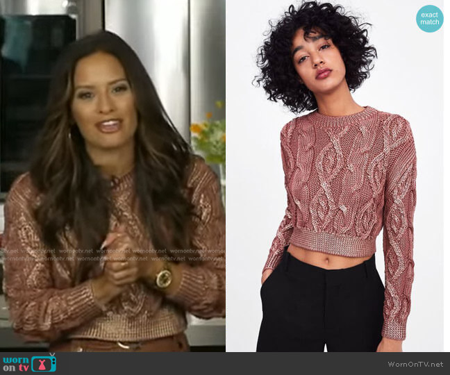 Zara Cable Knit Sweater worn by Rocsi Diaz on Good Morning America
