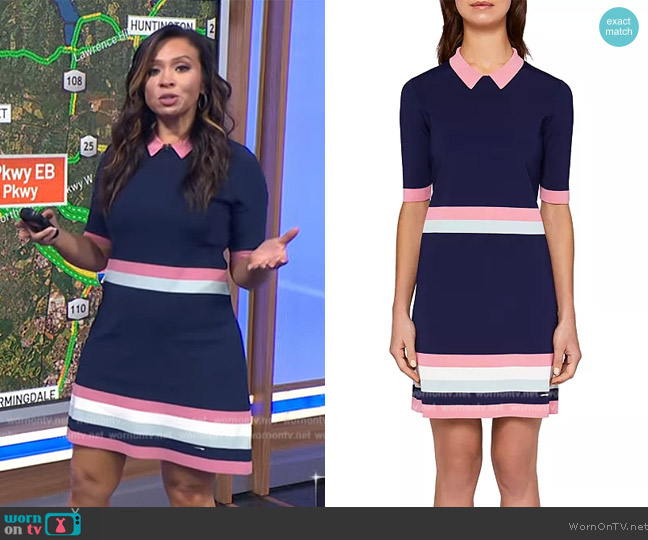 Numbers Origami Striped Knit Dress by Ted Baker Colour worn by Adelle Caballero on Today