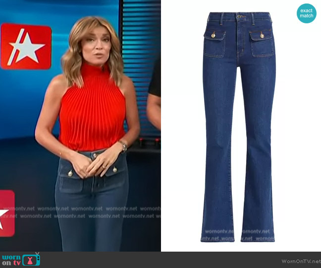 Derek Lam 10 Crosby Brandi Patch Pocket Flare Jeans worn by Kit Hoover on Access Hollywood