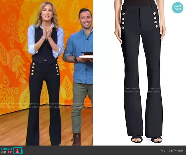 Derek Lam 10 Crosby Robertson Flare Pants in Midnight Blue worn by Lara Spencer on Good Morning America