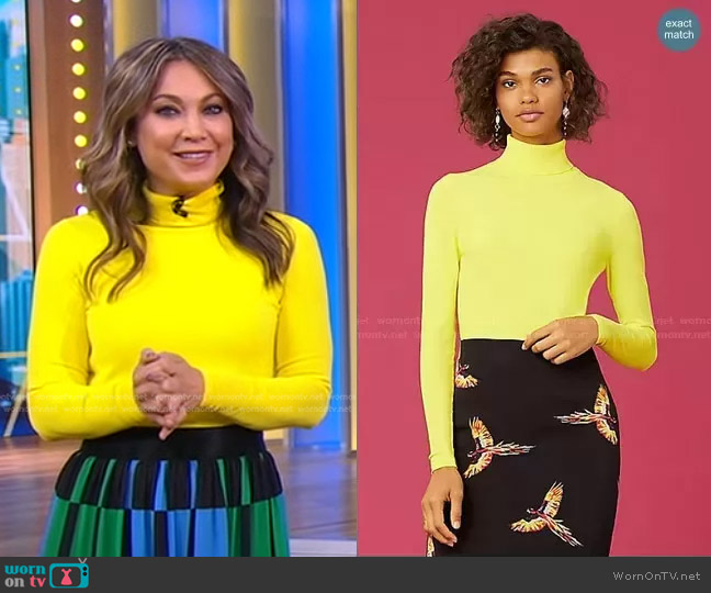 Diane von Furstenberg Jelena Two Turtleneck Top worn by Ginger Zee on Good Morning America