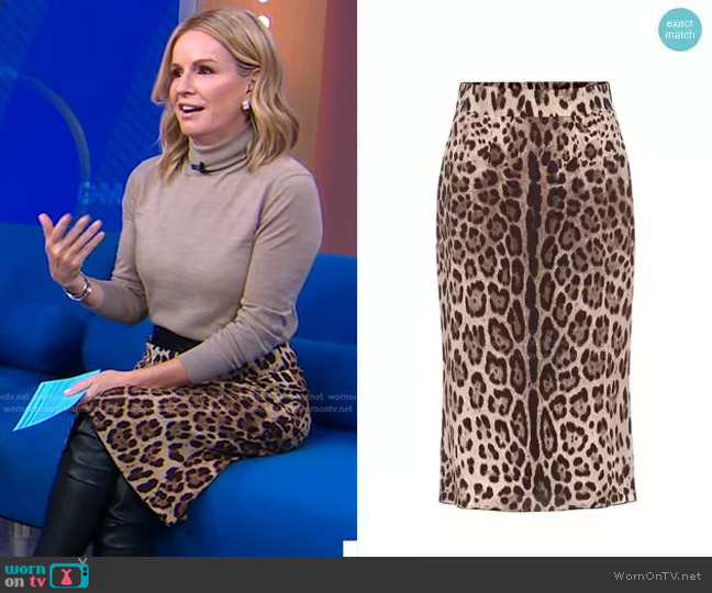 Dolce & Gabbana Leopard-Print Stretch-Silk Skirt worn by Dr. Jennifer Ashton on Good Morning America