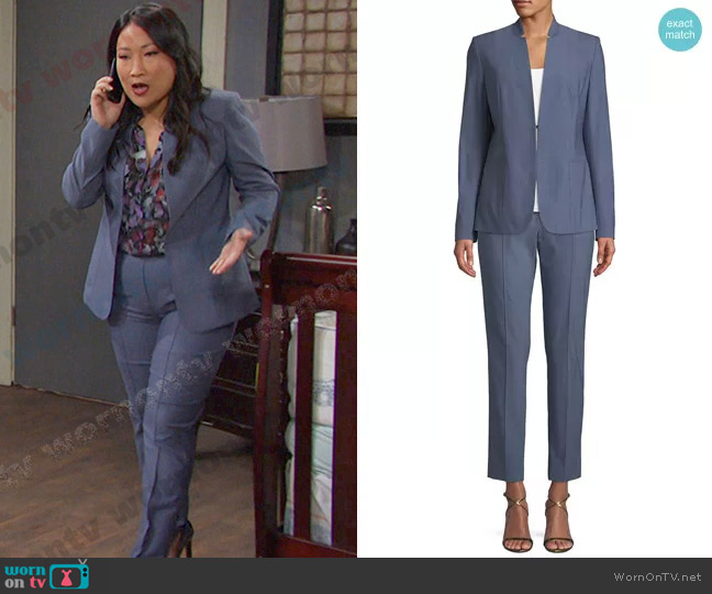 Elie Tahari Tori Wool-Blend Jacket worn by Melinda Trask (Tina Huang) on Days of our Lives