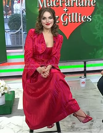 Elizabeth Gillies’s red striped dress and jacket on Today