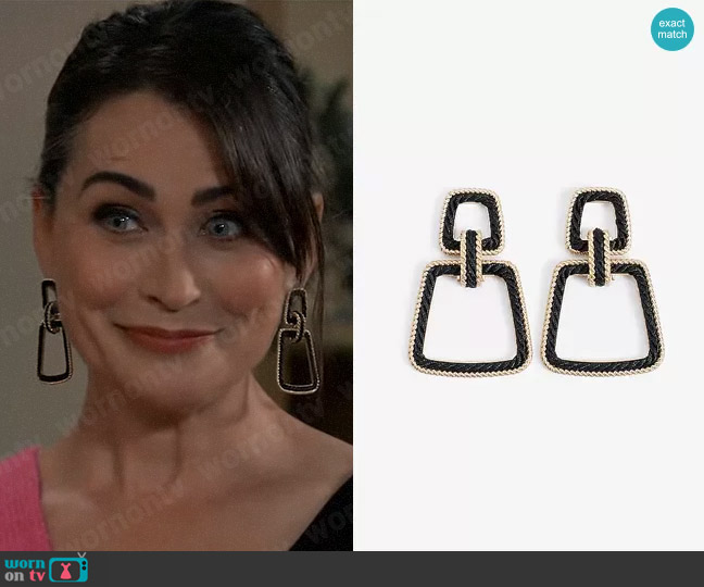 Express Black & Gold Yarn Doorknocker Earrings worn by Lois Cerullo (Rena Sofer) on General Hospital
