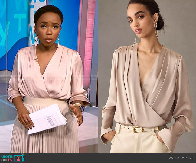 Favorite Daughter The Date Blouse Bodysuit worn by Zinhle Essamuah on NBC News Daily