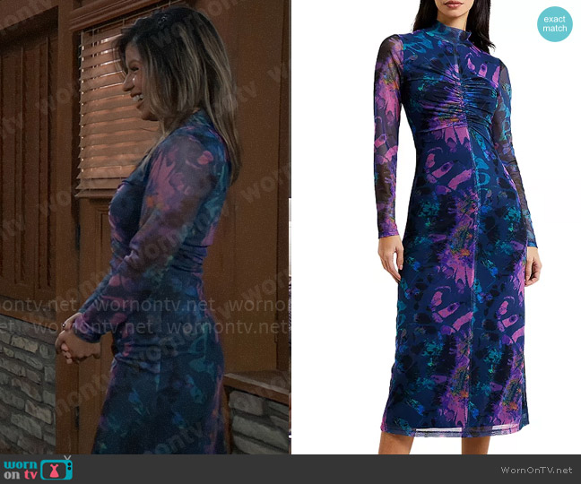 French Connection Toni Gabriella Mesh Midi Dress worn by Alison 'Blaze' Rogers (Jacqueline Grace Lopez) on General Hospital