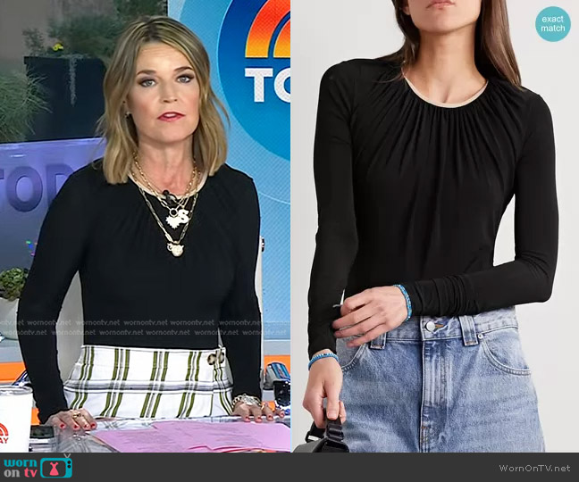 Goldsign Poulson Gathered Stretch-Jersey Bodysuit worn by Savannah Guthrie on Today