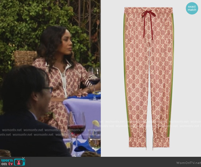 Gucci GG Supreme Silk Pants worn by Lola Carmichael (Simone Missick) on All Rise