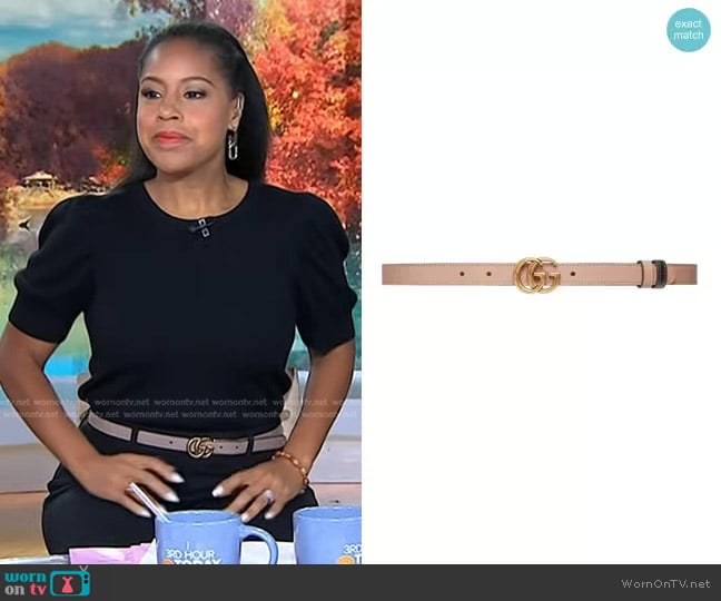 Gucci Reversible logo-plaque belt worn by Sheinelle Jones on Today
