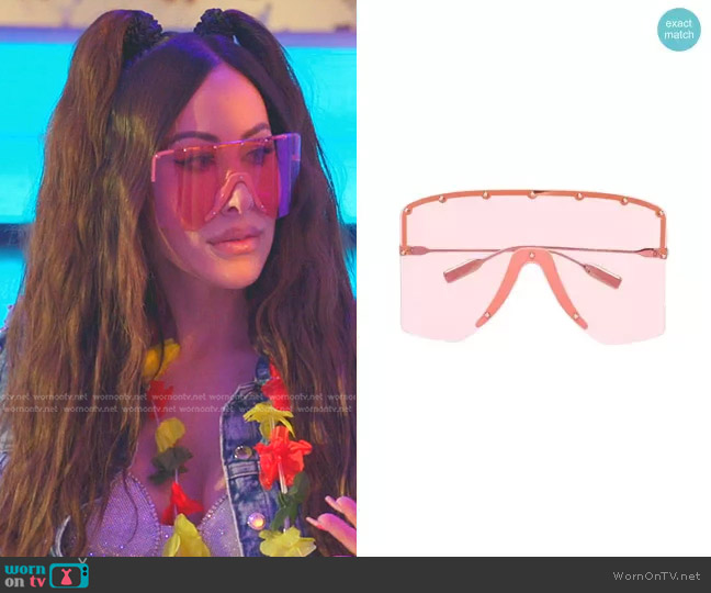 Gucci Tinted Visor Sunglasses worn by Angie Katsanevas on The Real Housewives of Salt Lake City