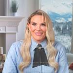 Heather’s blue pleated confessional shirt on The Real Housewives of Salt Lake City