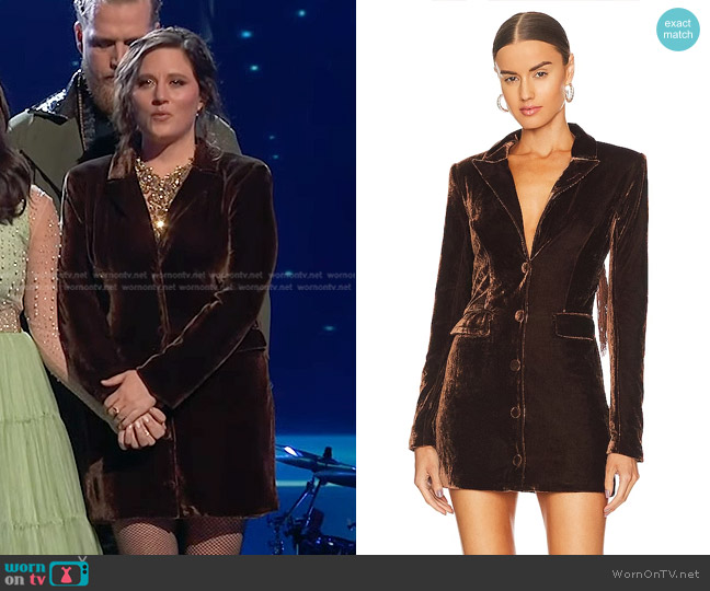 House of Harlow 1960 Oriley Blazer Dress in Chocolate Brown worn by Alexa Wildish on The Voice