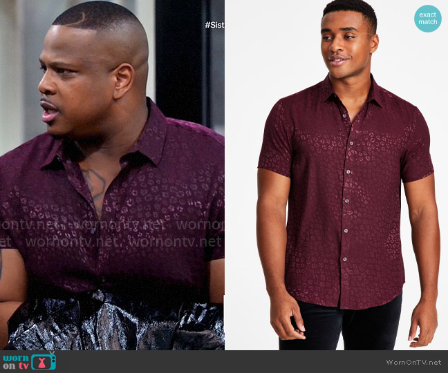 INC International Concepts Luca Regular-Fit Leopard-Print Shirt worn by Maurice Webb (Brian Jordan Jr.) on Tyler Perrys Sistas