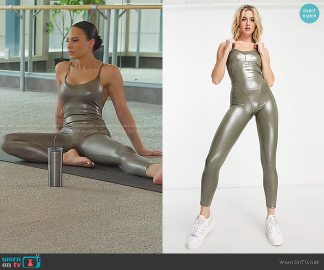 Adidas x Ivy Park Ombre Print Jumpsuit in Khaki-green worn by Amanza Smith on Selling Sunset