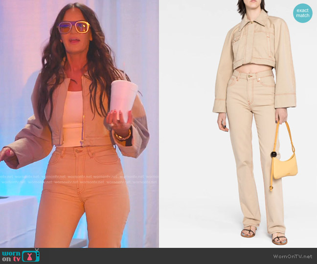 Jacquemus La veste de Nimes Meio Cropped Denim Jacket worn by Lisa Barlow on The Real Housewives of Salt Lake City