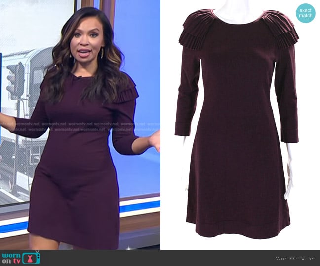 Karen Millen Long Sleeved Pleated Shoulder Bodycon Dress worn by Adelle Caballero on Today
