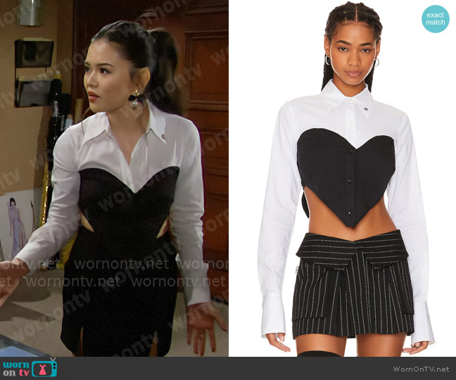 LOBA Agustina Button Up Shirt worn by Luna (Lisa Yamada) on The Bold and the Beautiful