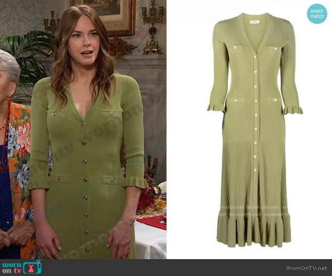 Sandro Lilwenn Mixed Ribbed Knit Midi Dress worn by Stephanie Johnson (Abigail Klein) on Days of our Lives