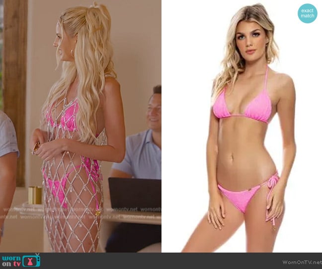 Luli Fama Curiosidad Seamless Triangle Top worn by Emma Hernan on Selling Sunset