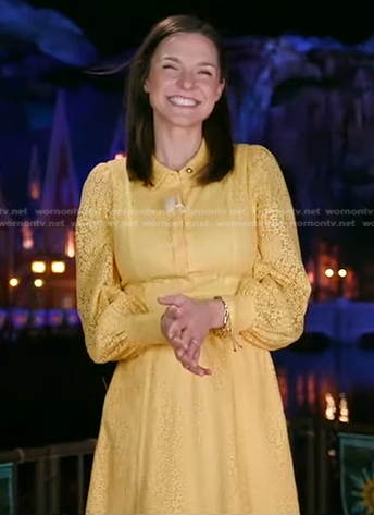 Maggie Rulli’s yellow lace midi dress on Good Morning America
