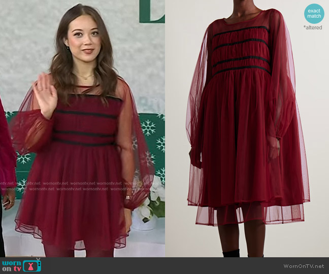 Wallis Gathered Grosgrain-Trimmed Tulle Midi Dress by worn by Laufey on Today