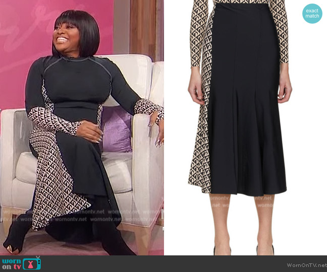 Marine Serre Moon Panelled Flared Skirt worn by Sherri Shepherd on Sherri