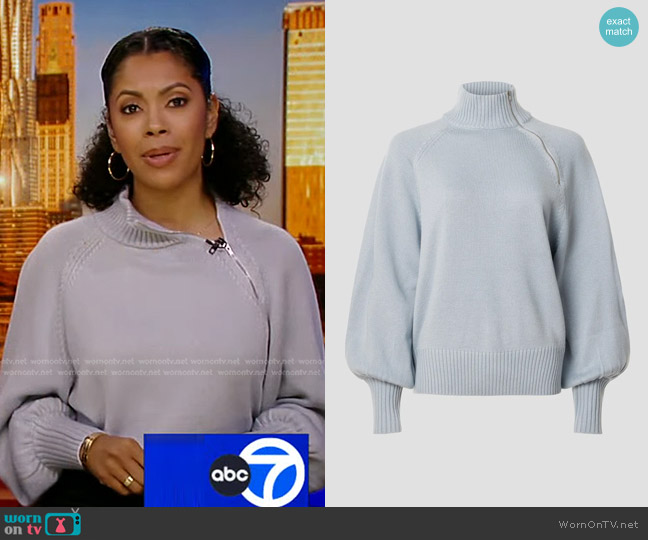 Marissa Webb Collective Zip Neck Sweater worn by Shirleen Allicot on Good Morning America