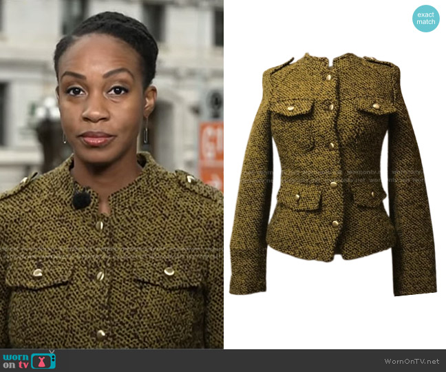Michael Kors Military Tweed Jacket worn by Blayne Alexander on NBC News Daily