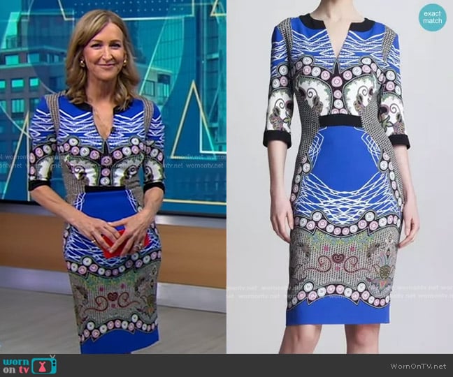 Etro Multi Print V-Neck Dress worn by Lara Spencer on Good Morning America