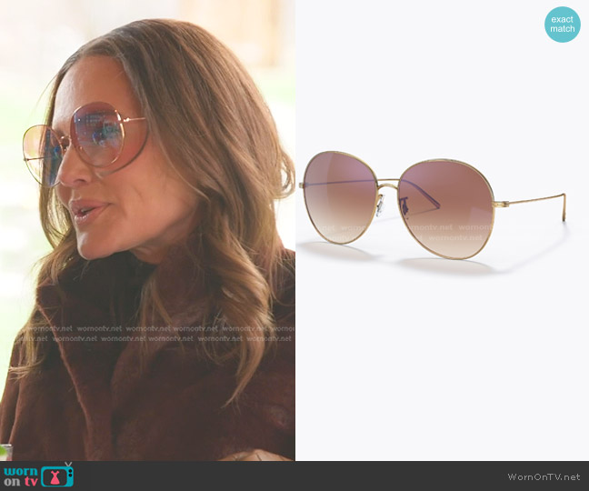 Oliver Peoples Ysela Pilot-Frame Sunglasses in Rose Gold worn by Meredith Marks on The Real Housewives of Salt Lake City