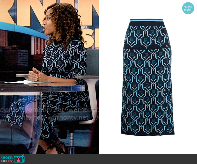 Paco Rabanne Jacquard Maxi Skirt worn by Christina Hunter (Nicole Beharie) on The Morning Show