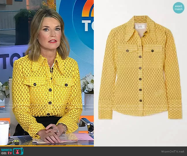 Victoria Victoria Beckham Perforated Cotton-Blend Shirt worn by Savannah Guthrie on Today