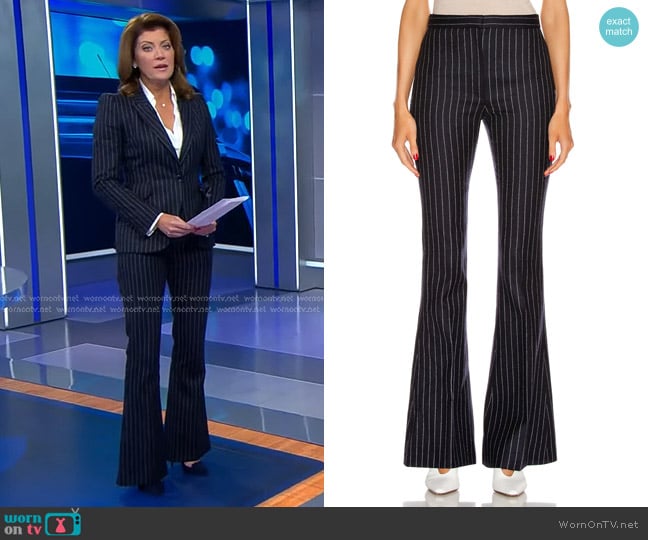 Alexander Mcqueen Pinstripe Wool Pants worn by Norah O'Donnell on CBS Evening News