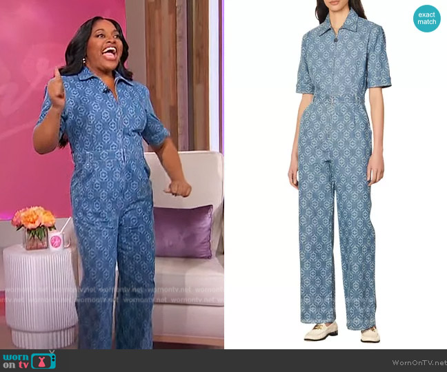 Sandro Acelie Denim Jumpsuit worn by Sherri Shepherd on Sherri