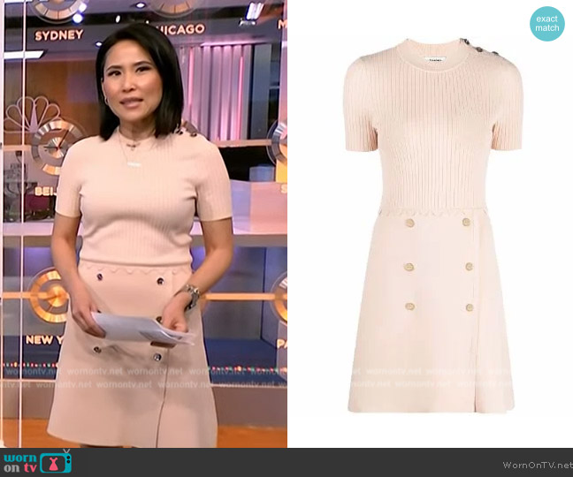 Sandro Alyssa flared knitted dress worn by Vicky Nguyen on NBC News Daily