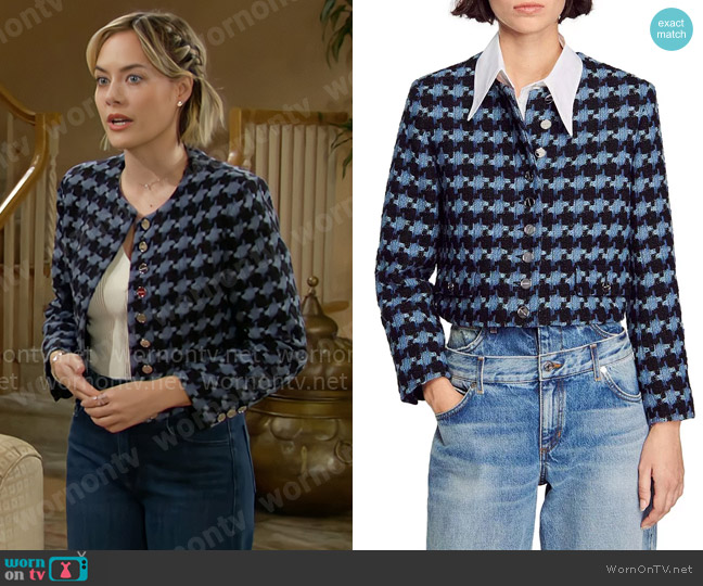Sandro Boulogne Tweed Cropped Jacket worn by Hope Logan (Annika Noelle) on The Bold and the Beautiful