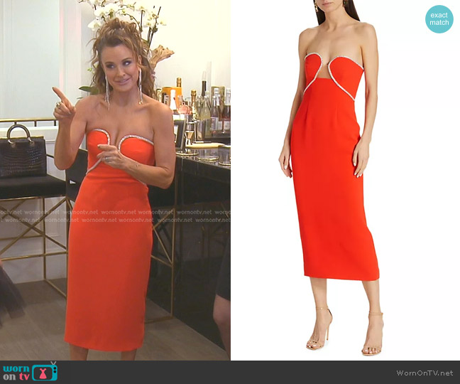 Self-Portrait Sleeveless Crepe Midi-Dress worn by Kyle Richards on The Real Housewives of Beverly Hills