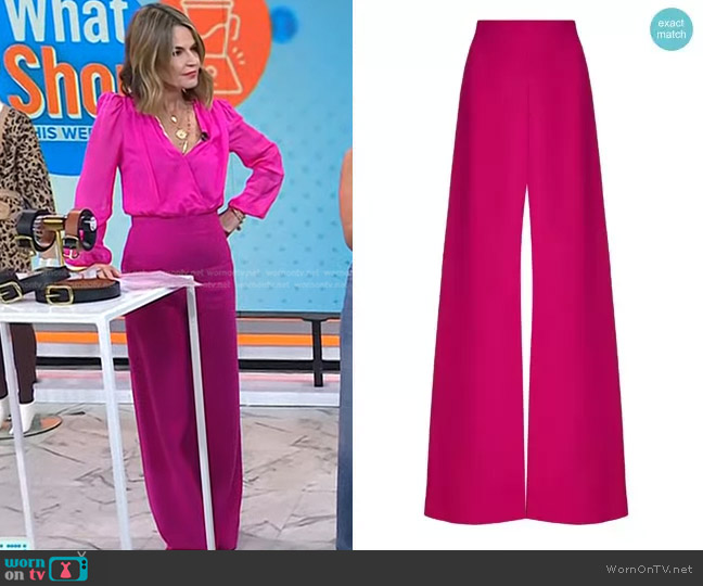 Sergio Hudson Signature High-Waisted Wool Wide-Leg Pants worn by Savannah Guthrie on Today